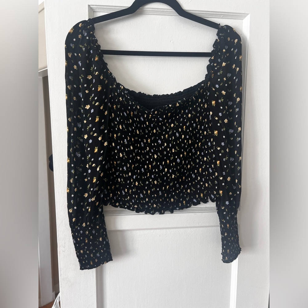 Reformation Smocked Floral Jolene Blouse